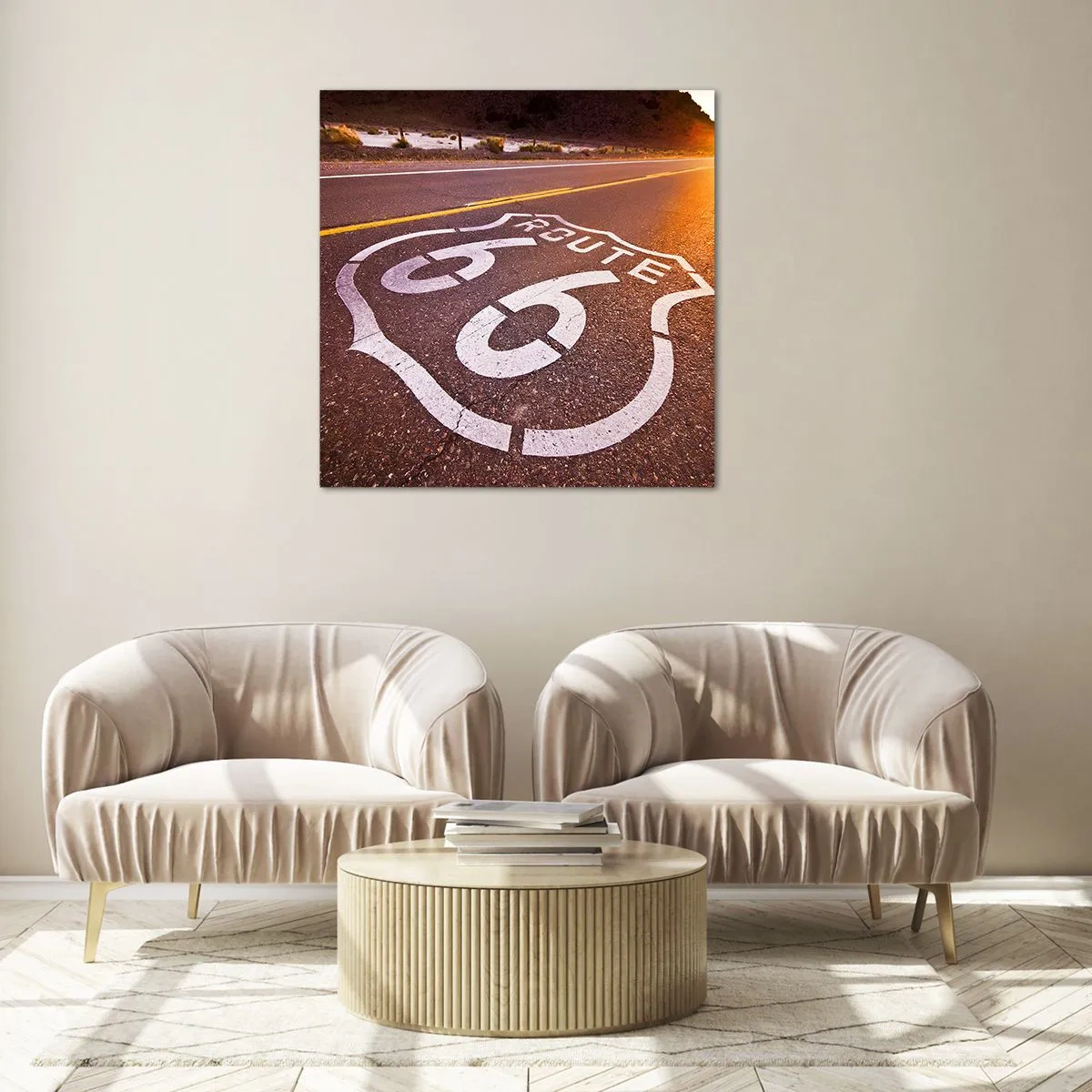Obraz na skle - Slavná silnice 66 - 70x70 cm