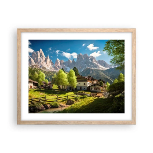Plakát v rámu světlý dub - Alpská idyla - 50x40 cm