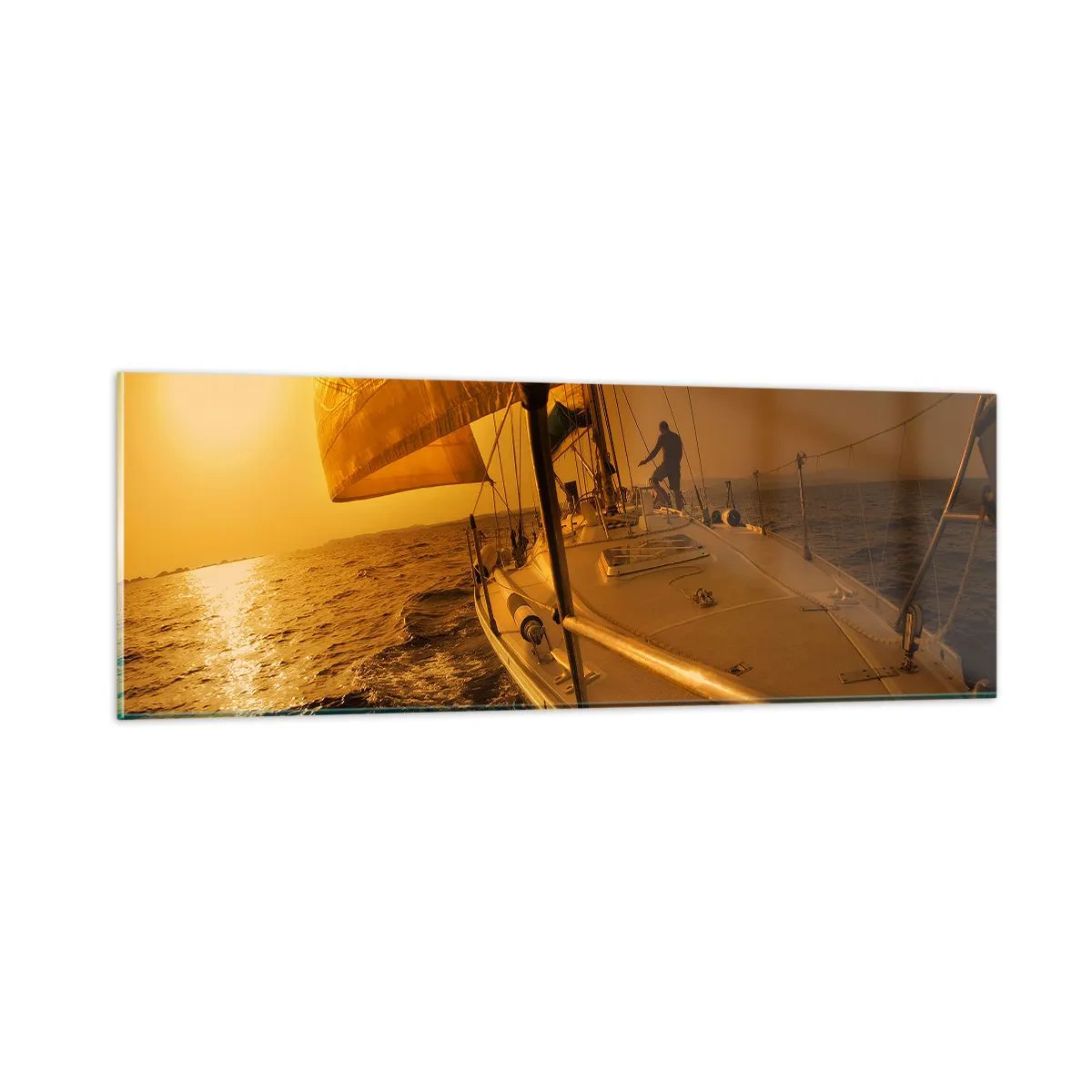 Obraz na skle - Zlatý večer po vícebarevném dni - 90x30 cm