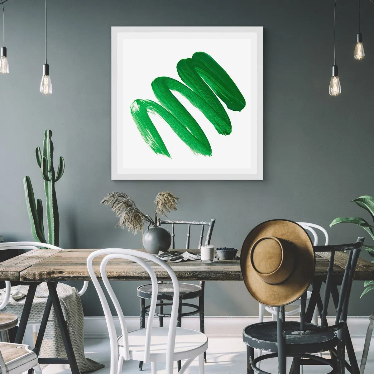 Plakát v bílém rámu - Zelený žert - 60x60 cm