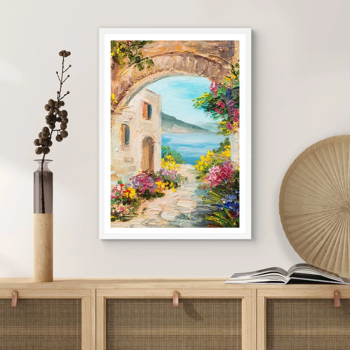 Plakát v bílém rámu - Půvab pobřežní krajiny - 70x100 cm