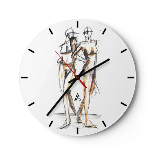 Nástěnné hodiny - Umělecká skica postavy v minimalistickém stylu - 30x30cm - Studie šarmu - Moderní nástěnná dekorace do obývacího pokoje, kuchyně a ložnice ARTTOR
