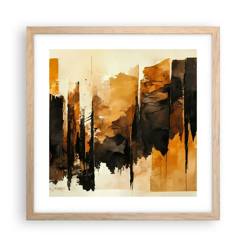 Plakát v rámu světlý dub - Harmonie černé a zlaté - 40x40 cm