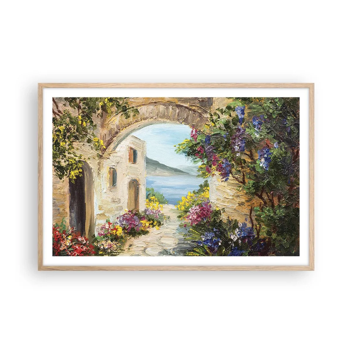 Plakát v rámu světlý dub - Půvab pobřežní krajiny - 91x61 cm