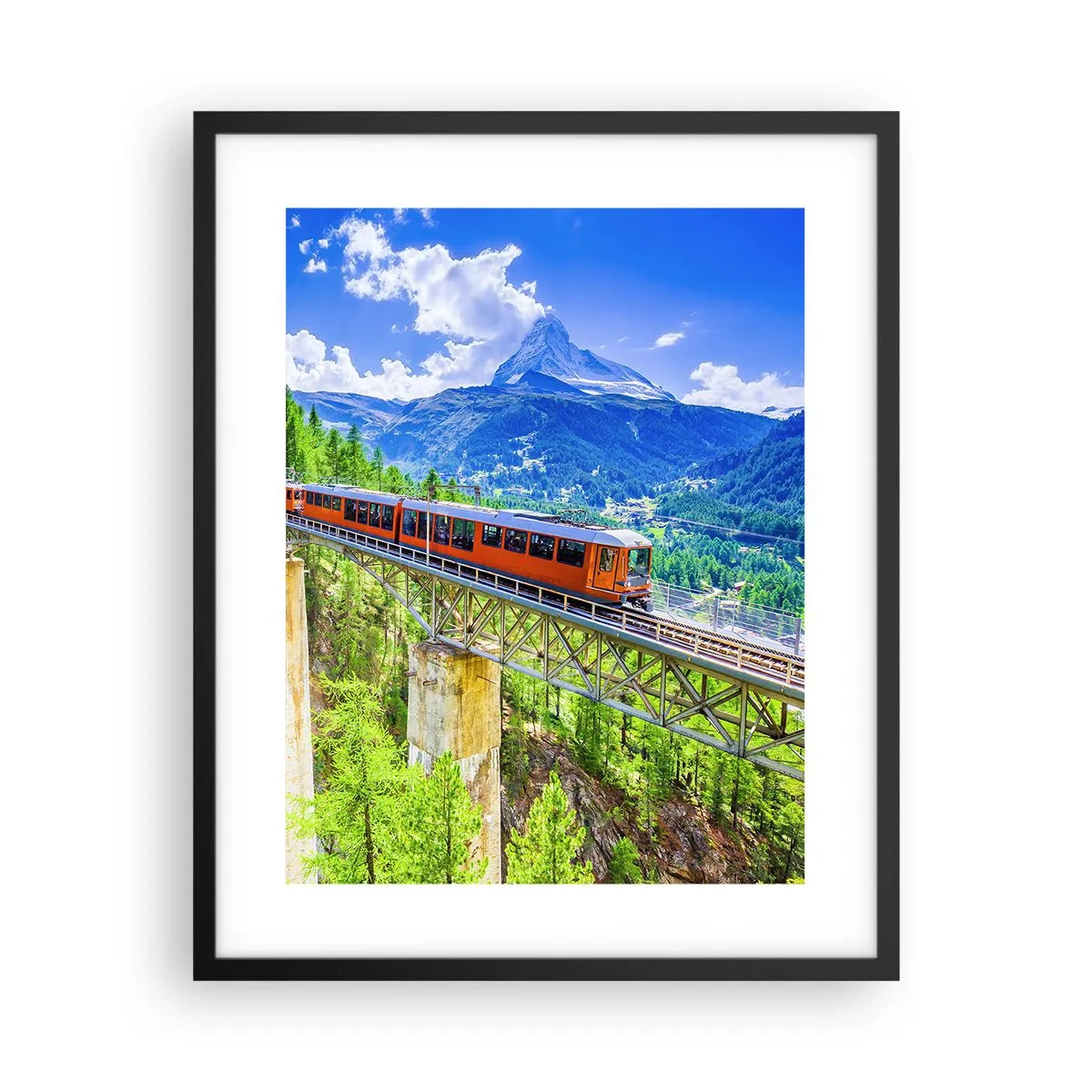 Plakát v černém rámu - Alpská železnice - 40x50 cm