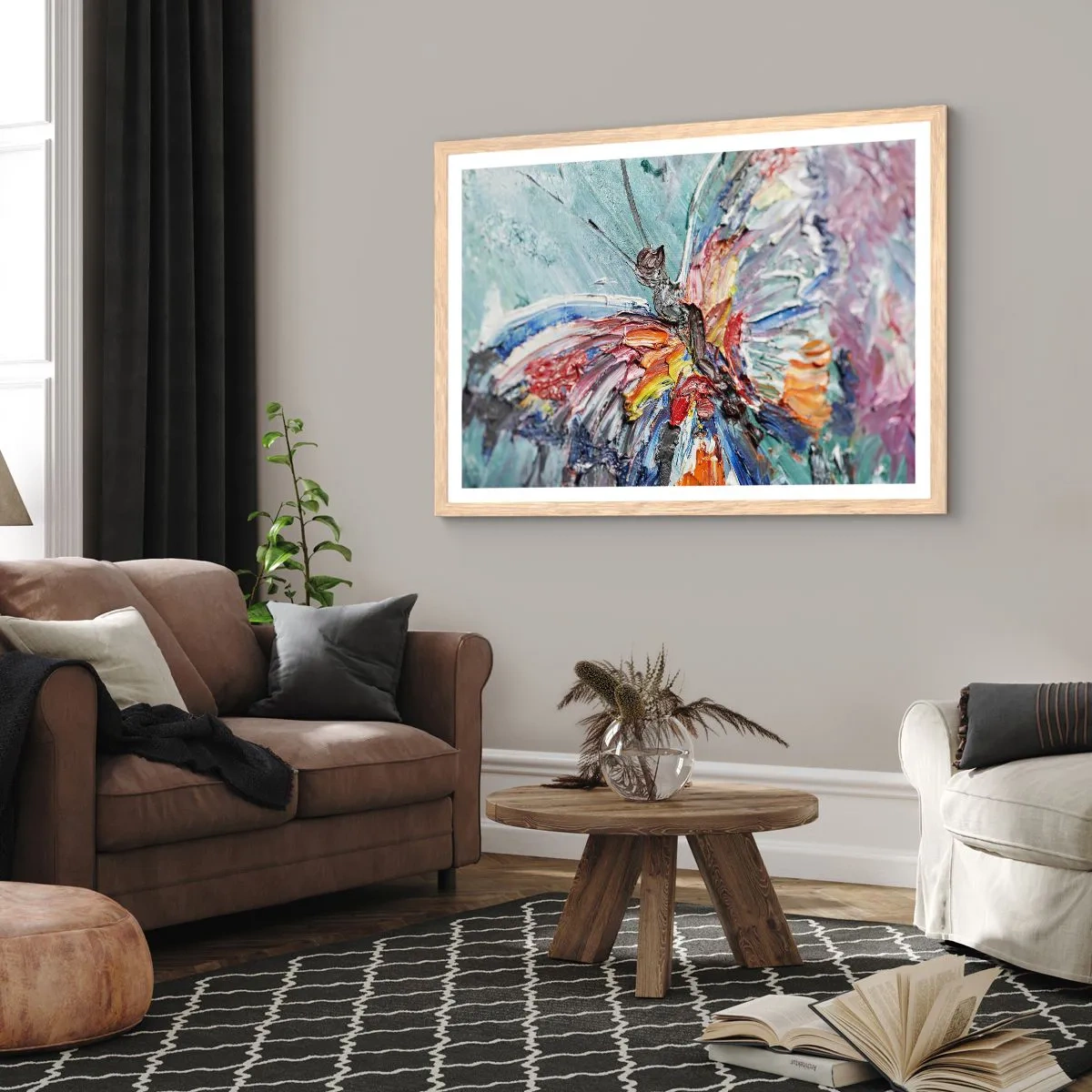 Plakát v rámu světlý dub - Namalovaný přírodou - 100x70 cm