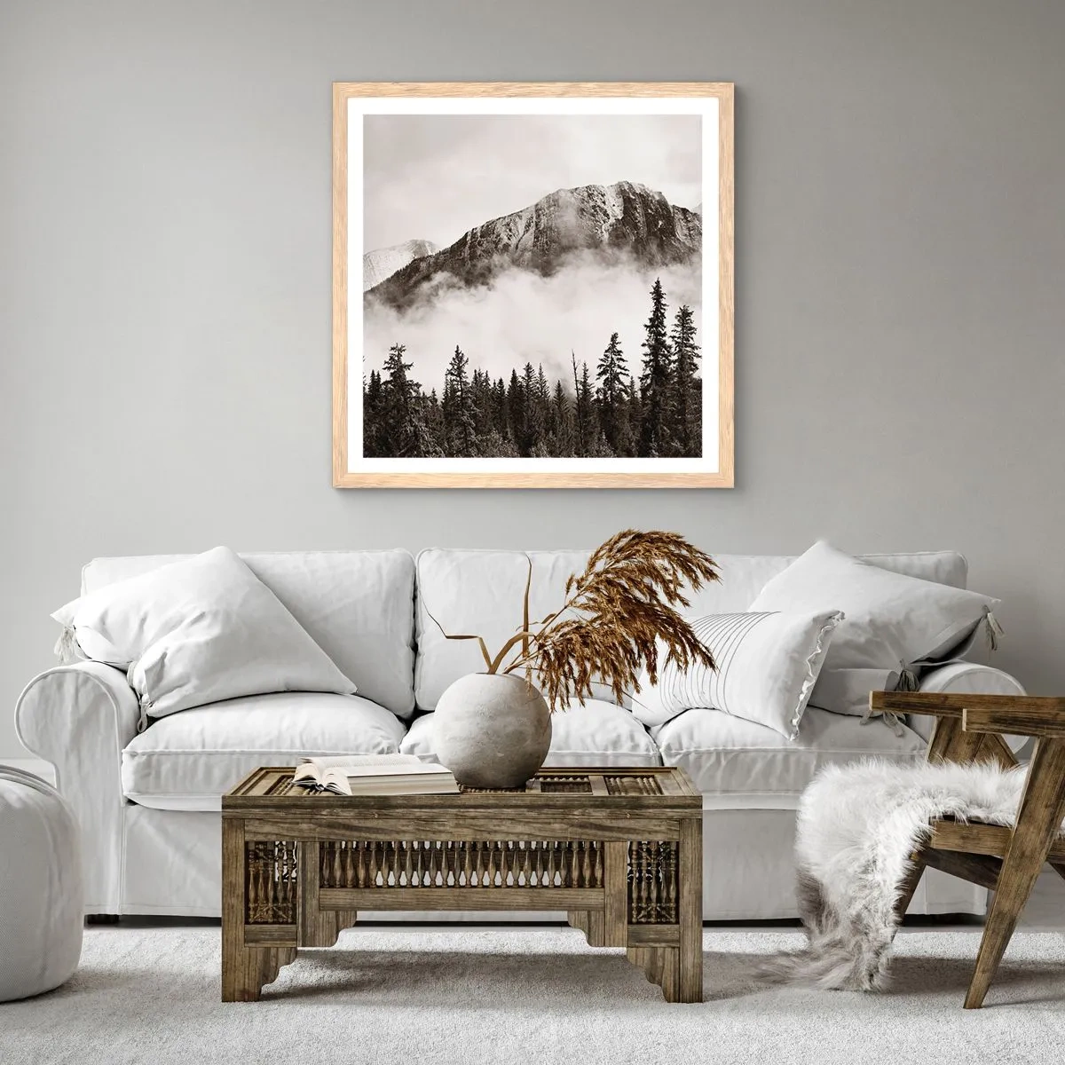 Plakát v rámu světlý dub - Žulový panovník - 60x60 cm