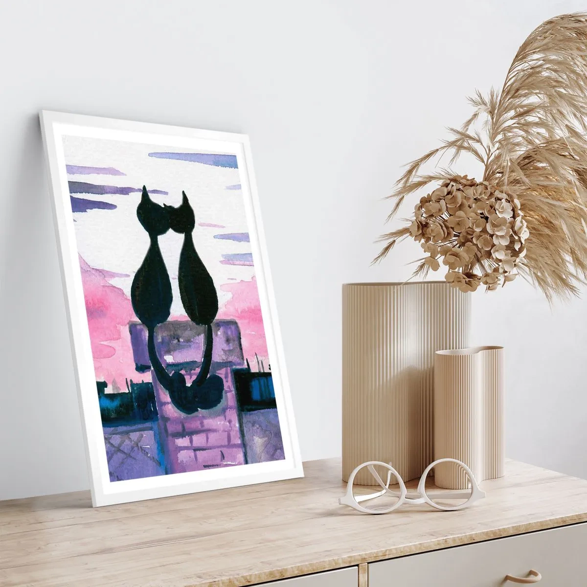 Plakát v bílém rámu - Rendez-vous pod měsíčkem - 61x91 cm