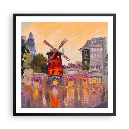 Plakát v černém rámu - Pařížské ikony – Moulin Rouge - 60x60 cm