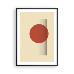 Plakát v černém rámu - Geometrická kompozice s červeným kruhem - 50x70cm - Pořád dokola - Moderní nástěnná dekorace do obývacího pokoje a ložnice ARTTOR