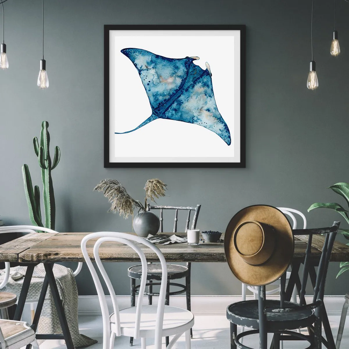 Plakát v černém rámu - Život v modři - 60x60 cm