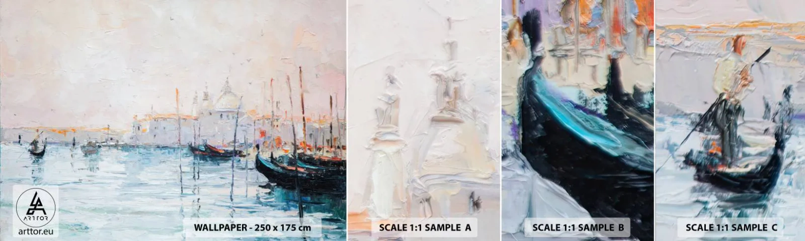 Vzor Fototapety Samolepicí Deluxe Sticker - Za vodou, za mlhou - Kus, Město, Benátky - 100x30 cm