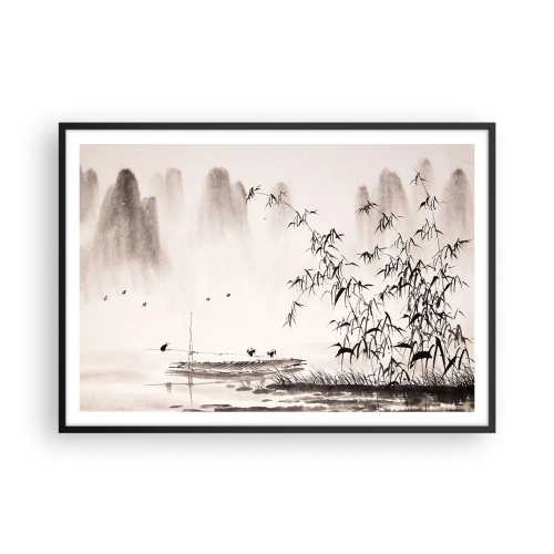 Plakát v černém rámu - Klid rýžových polí - 100x70 cm