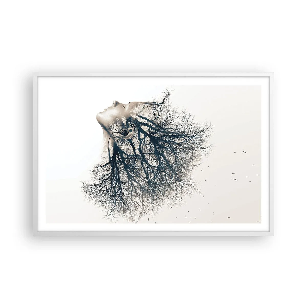 Plakát v bílém rámu - Okouzlená šepotem stromu - 91x61 cm