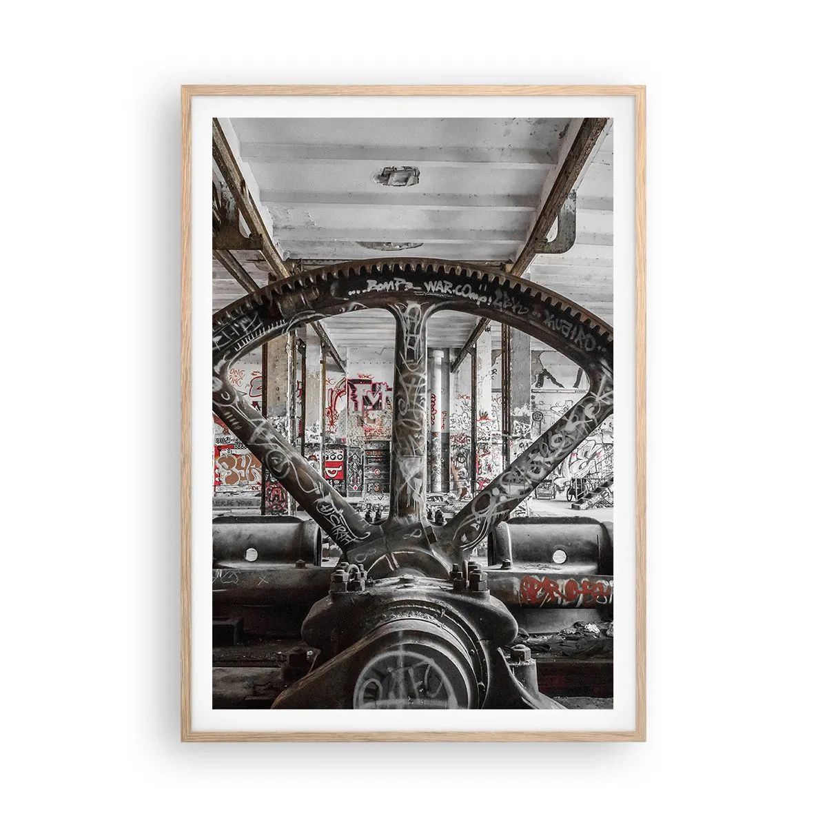 Plakát v rámu světlý dub - Tajný život továrny - 70x100 cm