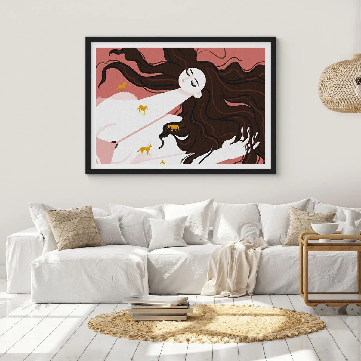Plakát v černém rámu - Sen o zlatém koni - 70x50 cm
