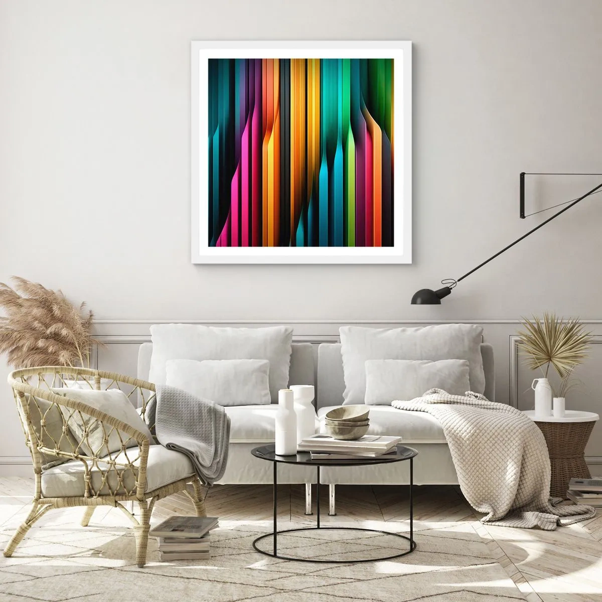 Plakát v bílém rámu - Světelné varhany - 60x60 cm