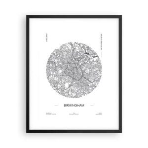 Plakát v černém rámu - Anatomie Birminghamu - 40x50 cm