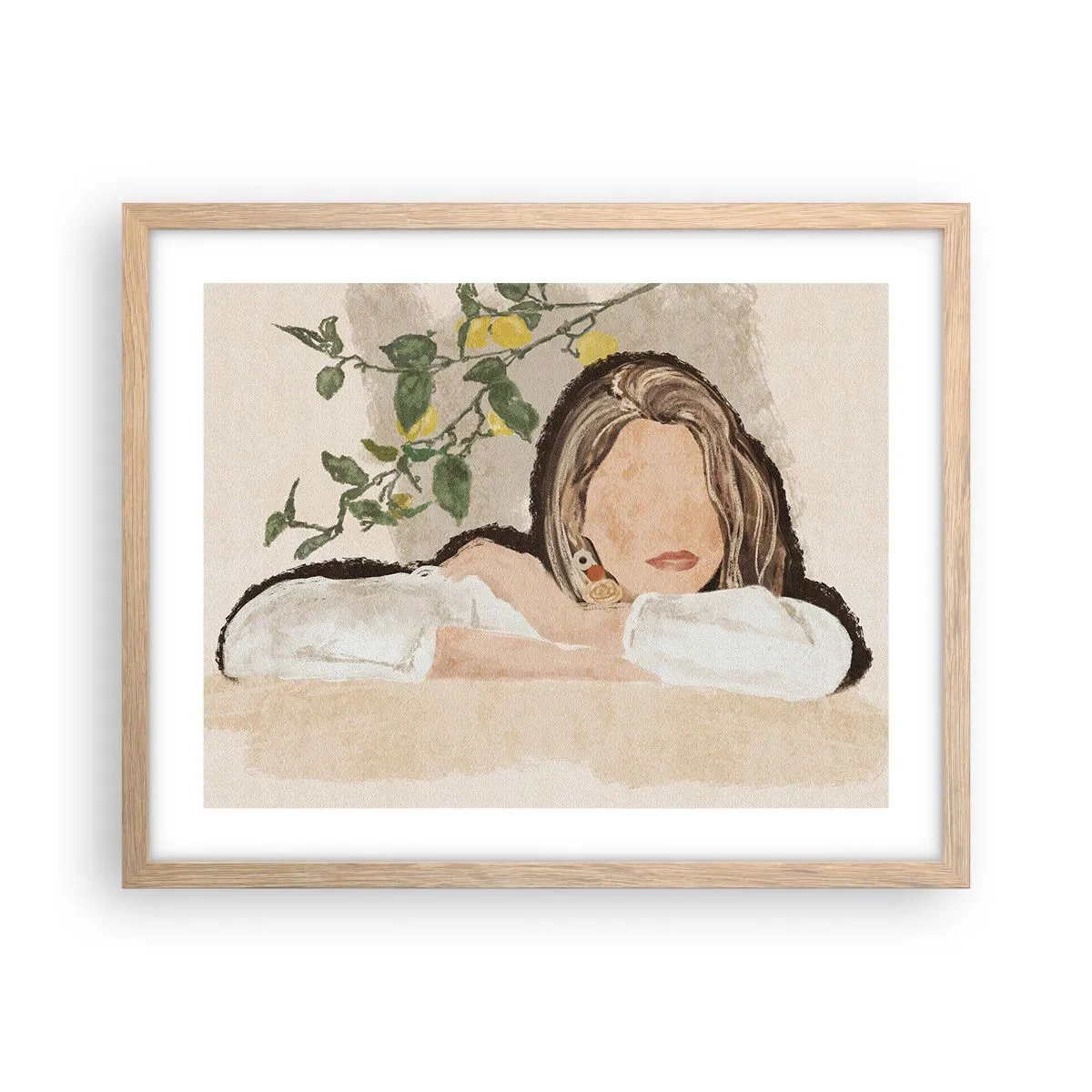 Plakát v rámu světlý dub - Krasavice z jihu - 50x40 cm