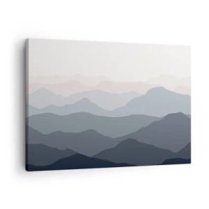 Obraz na plátně - Jemné horské vrstvy v odstínech šedé a modré - 70x50cm - Vlny hor - Moderní nástěnná dekorace do obývacího pokoje a ložnice ARTTOR