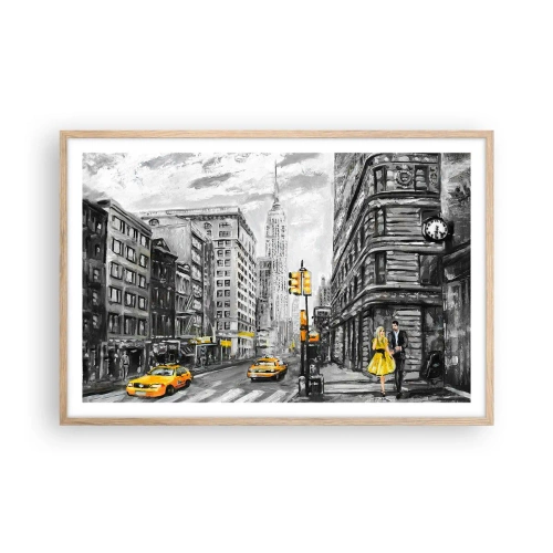 Plakát v rámu světlý dub - Newyorský příběh - 91x61 cm