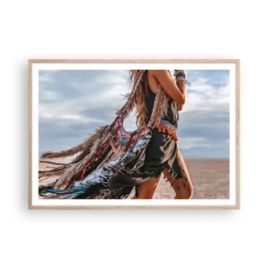 Plakát v rámu světlý dub - Šamanovo děvče - 100x70 cm