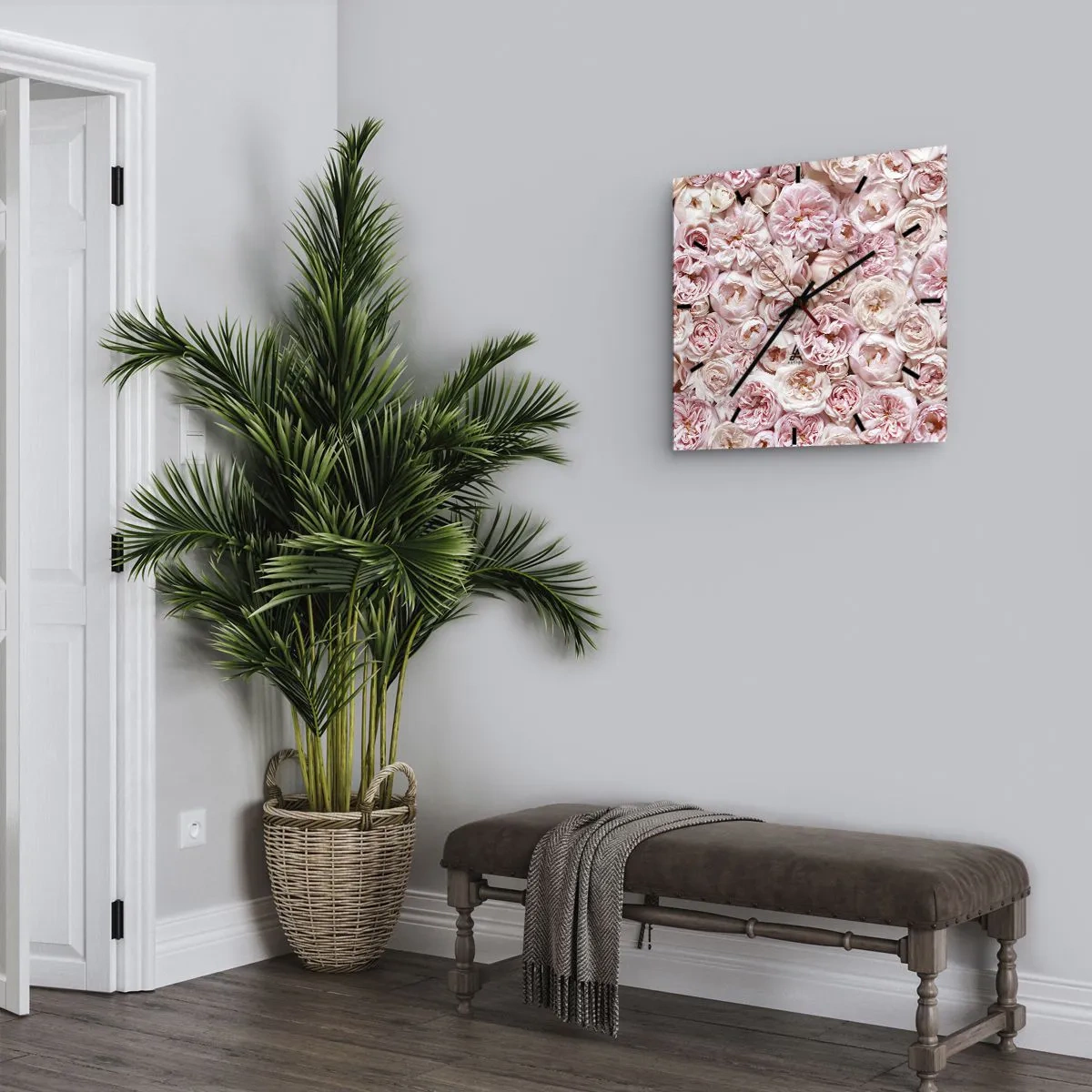 Nástěnné hodiny - Vydlážděná růžemi - 30x30 cm