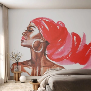 Fototapeta Samolepicí Deluxe Sticker - „Existuje vítr, který roztahuje mužské nozdry“ - Portrét ženy, ženská tvář, Abstrakce - 150x105 cm