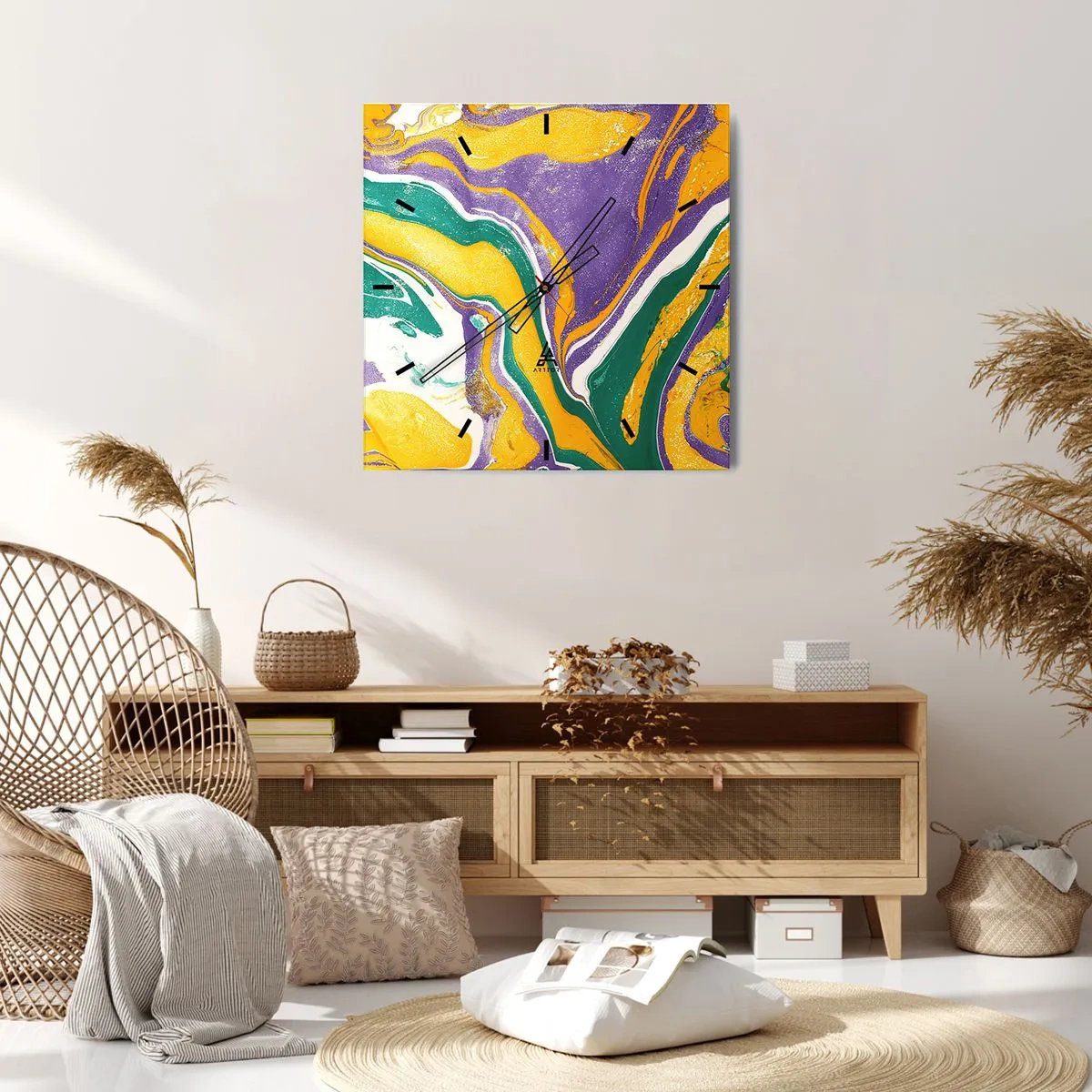 Nástěnné hodiny - Vlny barev - 30x30 cm