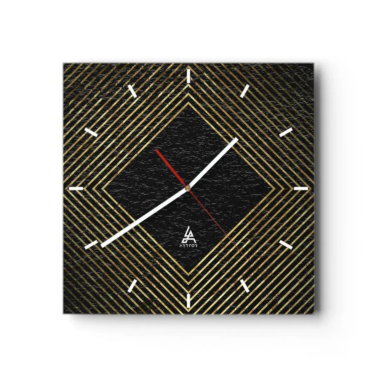 Nástěnné hodiny - Geometrie ve stylu glamour - 40x40 cm