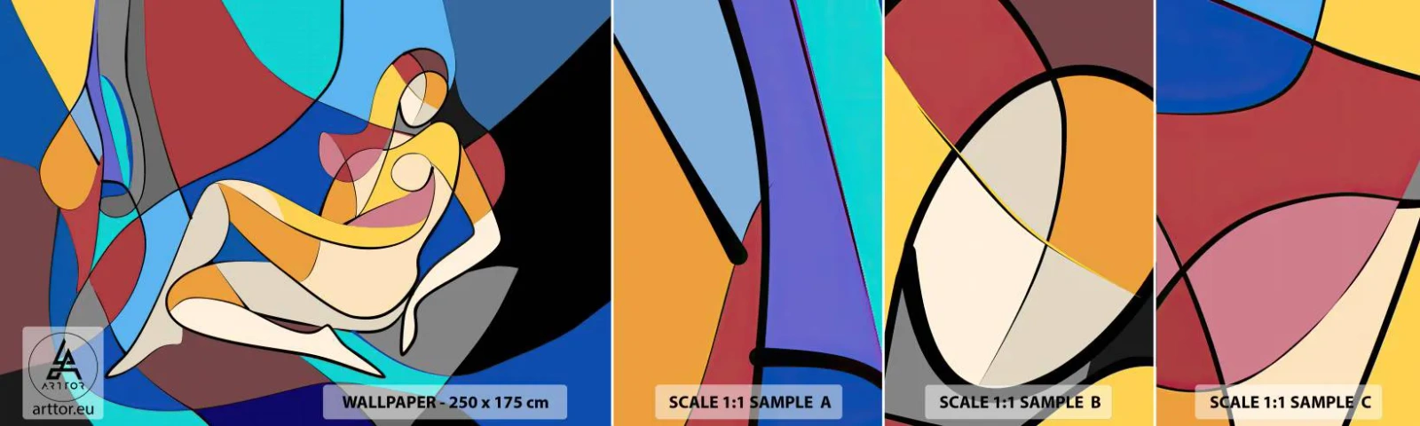 Vzor Fototapety Samolepicí Deluxe Sticker - Kubistický akt - Kubismus, Moderní, Žena - 100x30 cm