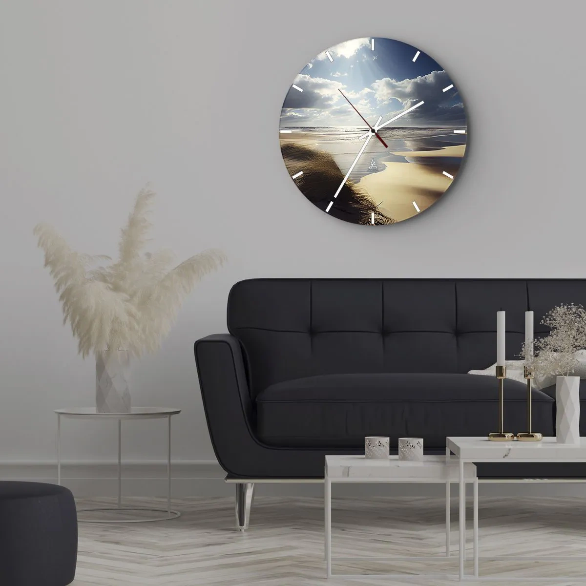 Nástěnné hodiny - Divoká pláž s dunami osvětlenými slunečním světlem a mraky - 30x30cm - Pláž, divoká pláž - Moderní nástěnná dekorace do obývacího pokoje, kuchyně a ložnice ARTTOR