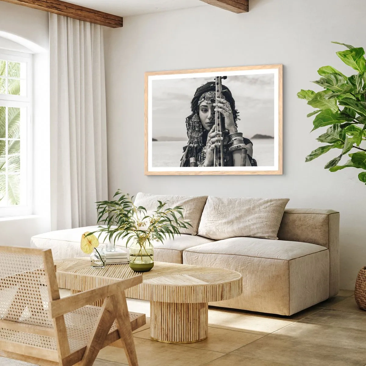 Plakát v rámu světlý dub - Samotná hudba orientu - 50x40 cm