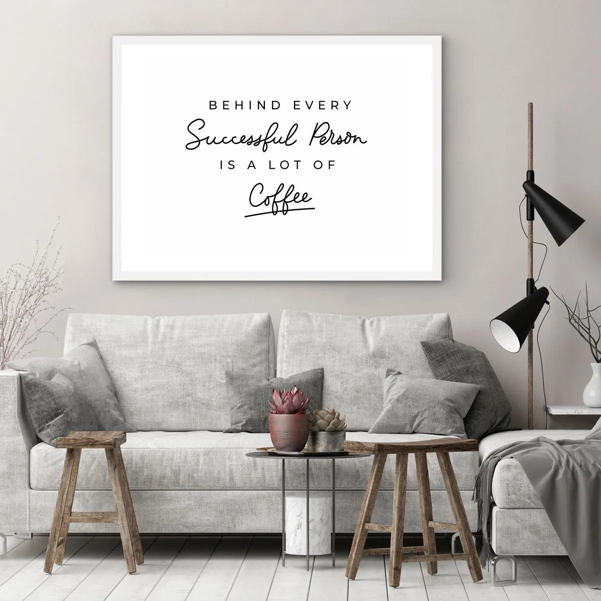Plakát v bílém rámu - Tajemství úspěchu - 70x50 cm