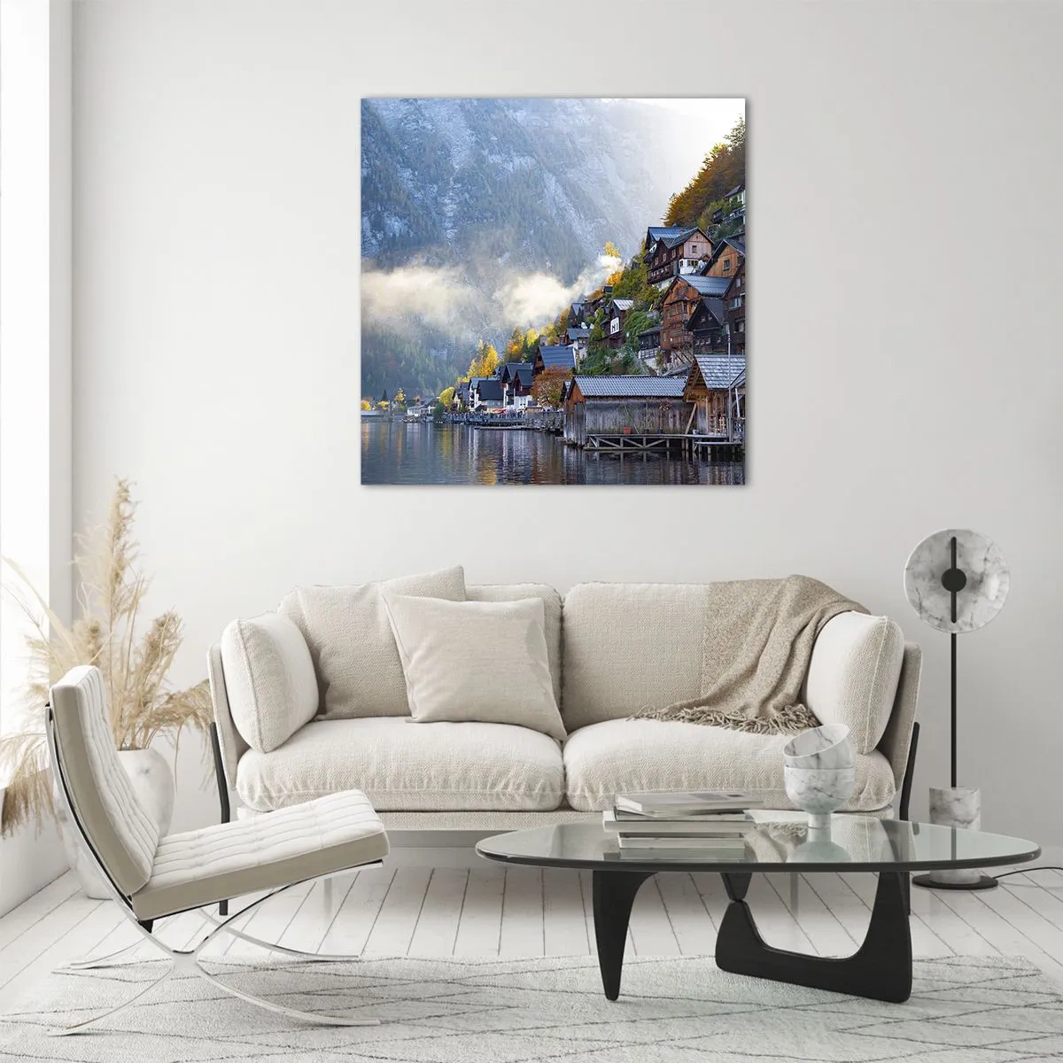 Obraz na skle - Alpská krajina - 40x40 cm