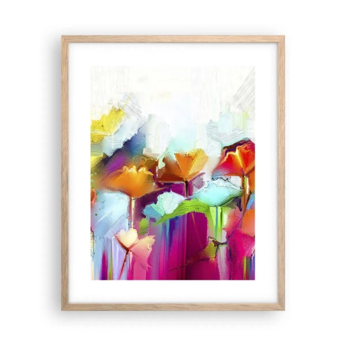 Plakát v rámu světlý dub - Duha rozkvetla - 40x50 cm