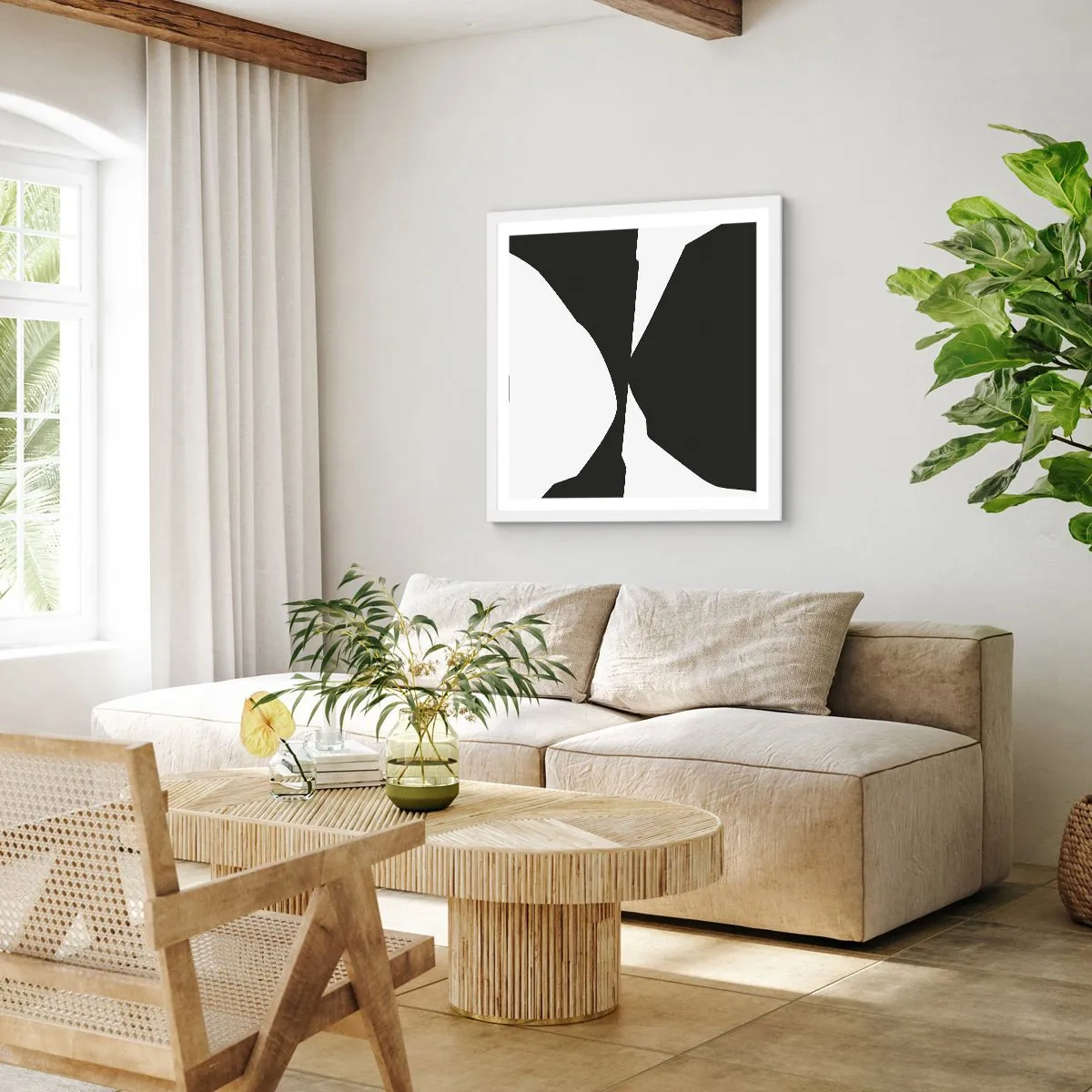 Plakát v bílém rámu - Positive-negative - 40x40 cm