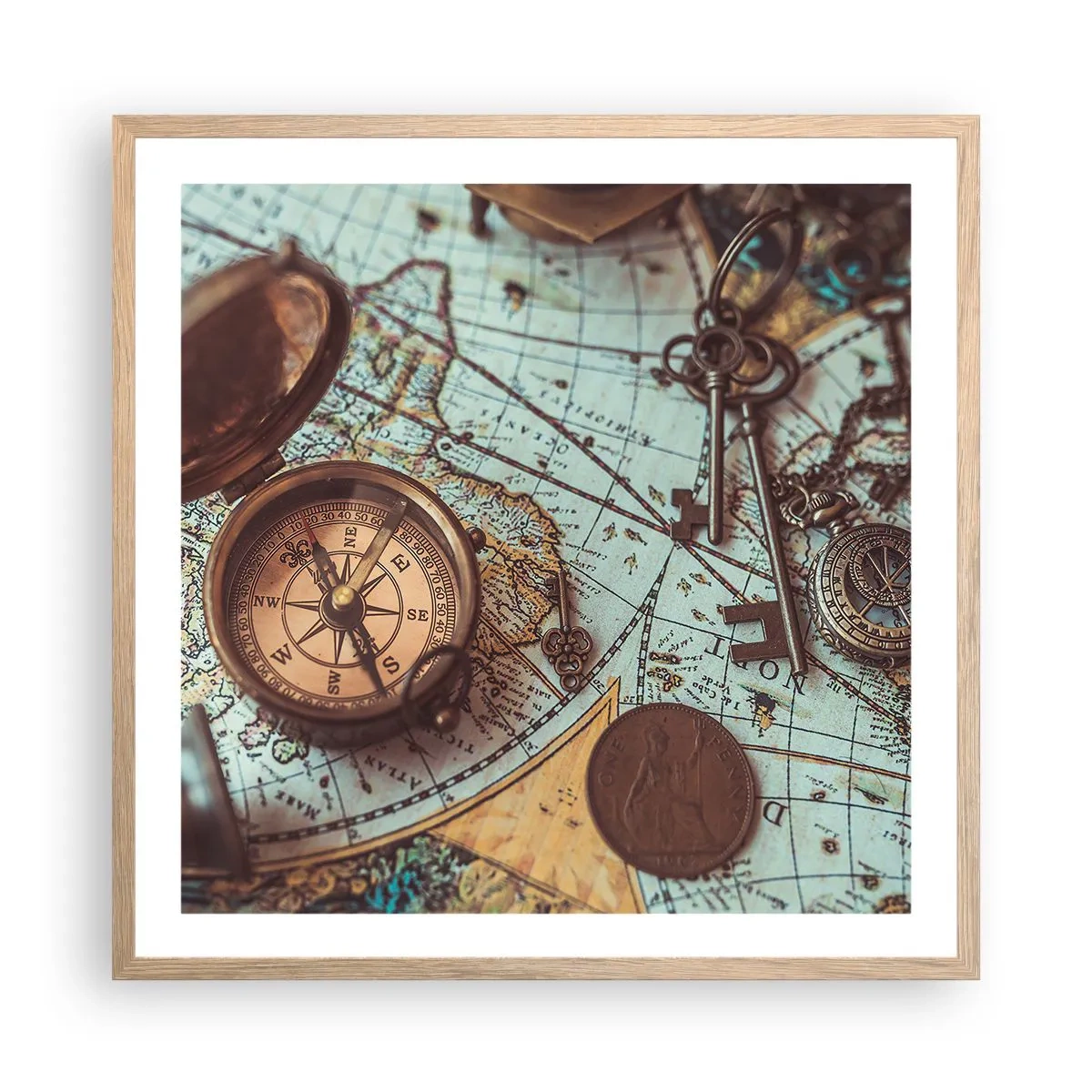 Plakát v rámu světlý dub - Pro dobrodruha - 60x60 cm