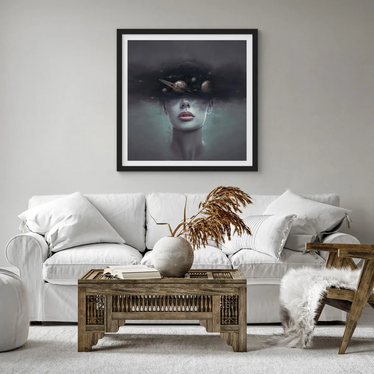 Plakát v černém rámu - A planety… - 60x60 cm