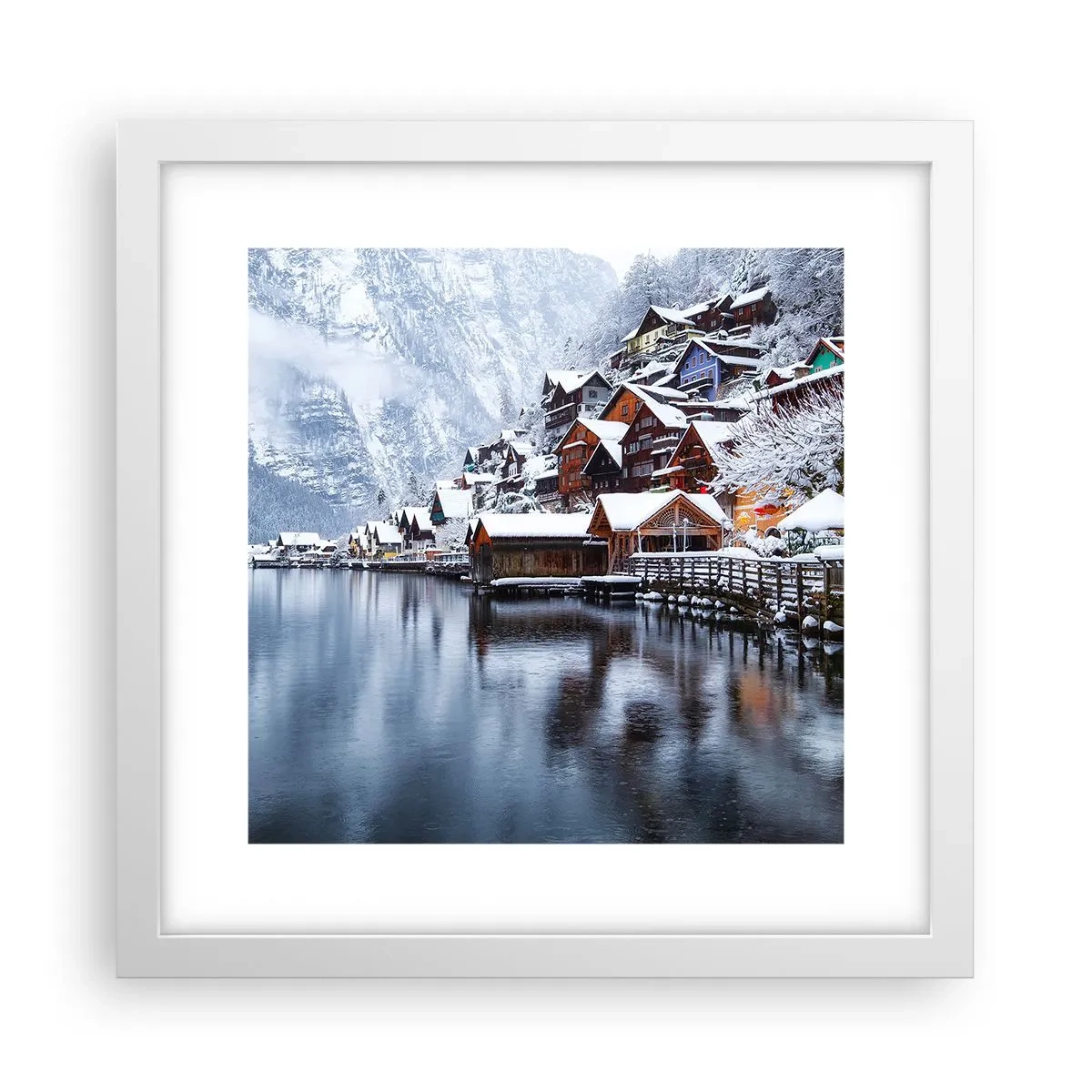 Plakát v bílém rámu - V zimní dekoraci - 30x30 cm