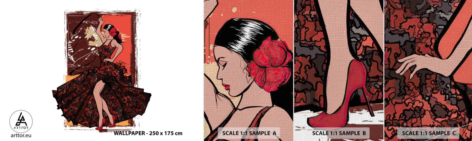 Vzor Fototapety Premium Canvas - V rytmu srdce - Tanečník, flamenco, Tanec - 100x30 cm