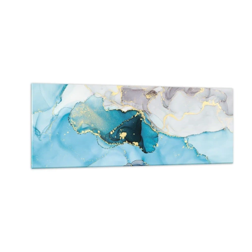 Obraz na skle - Studie o setkání šedé a tyrkysové - 140x50 cm