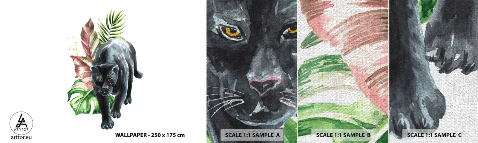 Vzor Fototapety Premium Canvas - Zběsilost v srdci - Černý panter, Zvířata, Příroda - 100x30 cm