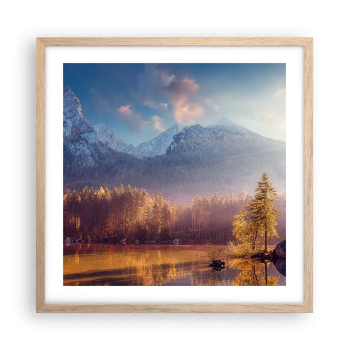 Plakát v rámu světlý dub - V horách a údolích - 50x50 cm