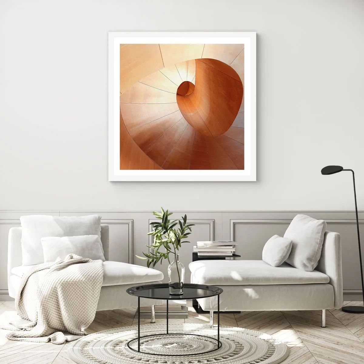 Plakát v bílém rámu - Architektonická serpentina - 60x60 cm