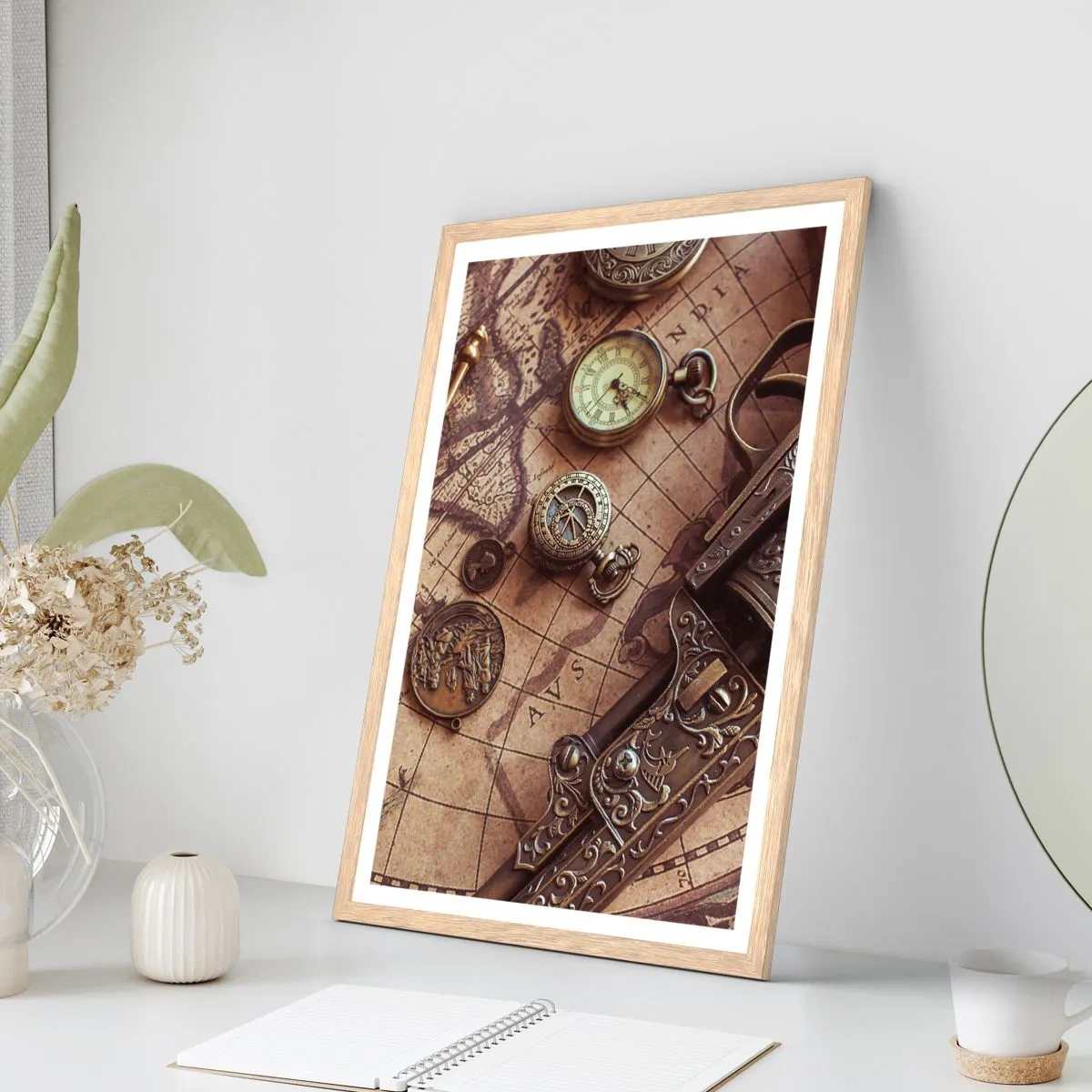 Plakát v rámu světlý dub - Dobrodružství volá - 30x40 cm