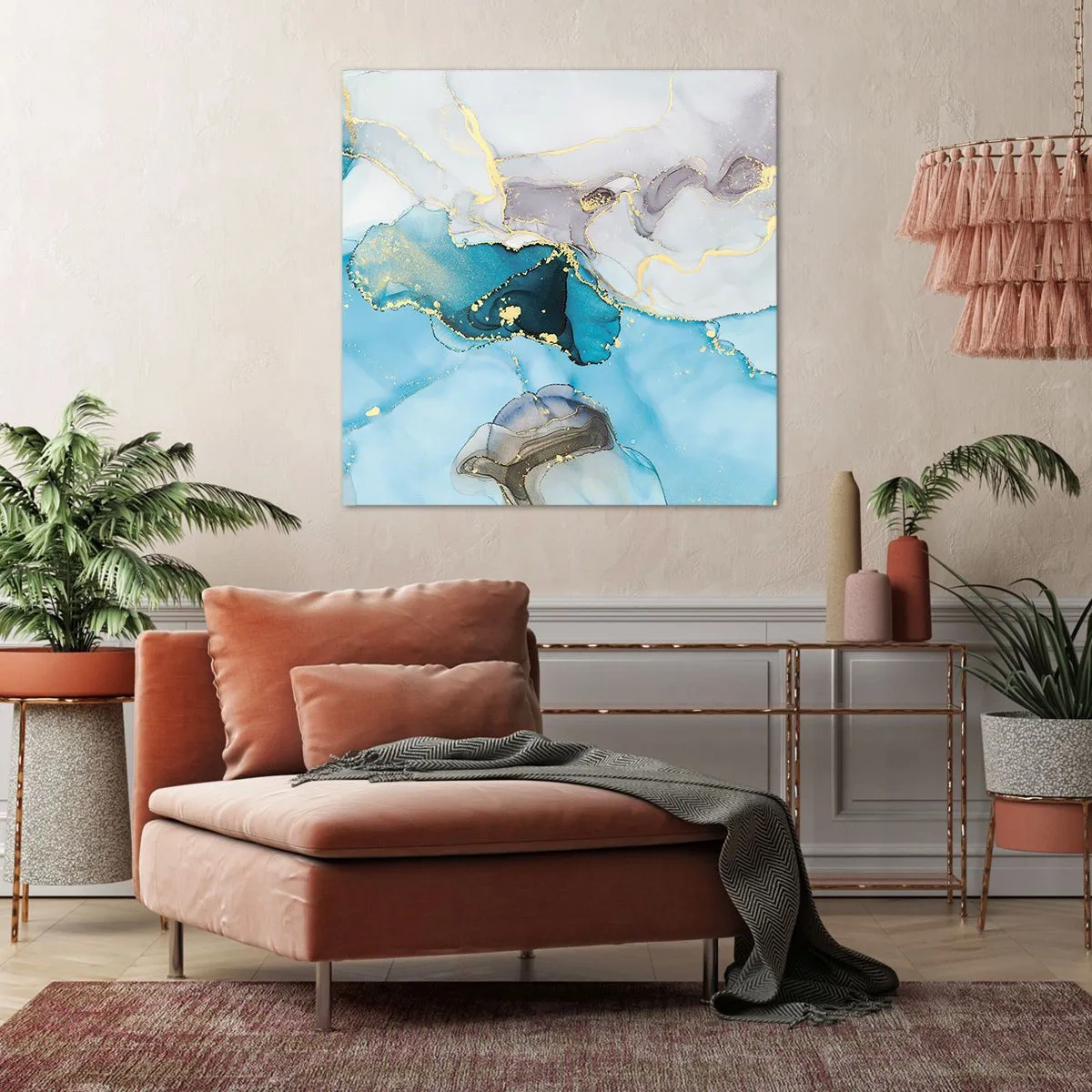 Obraz na plátně - Studie o setkání šedé a tyrkysové - 40x40 cm