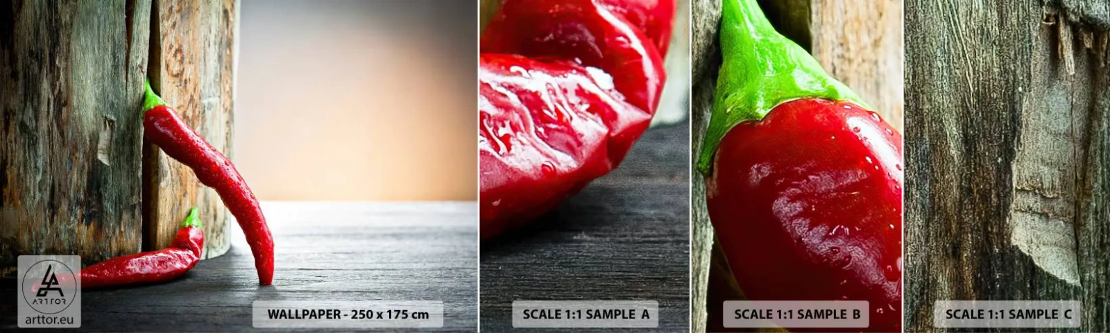 Fototapeta Vzorek Standard Eco - Red hot chili peppers - Pepř, Chilli, Koření - 100x30 cm