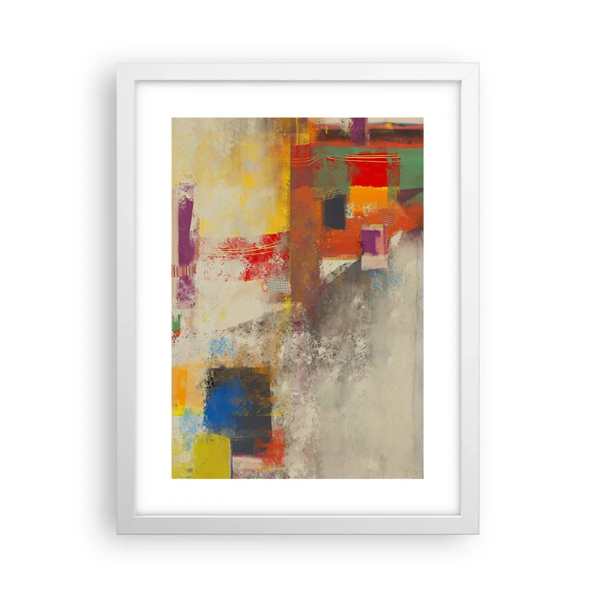 Plakát v bílém rámu - Geometrie barev - 30x40 cm
