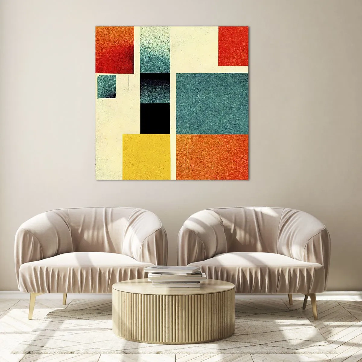 Obraz na skle - Geometrická abstrakce – dobrá energie - 30x30 cm